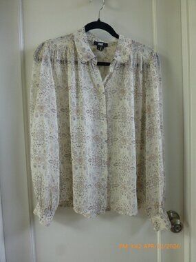 PAIGE Floral Silk Long Sleeve Button Up Blouse Size S Feminine Top